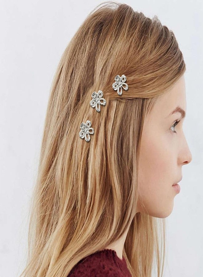 YISSION Hair Clips - 12PCS Cute Small Flower Barrettes and Mini Silver Metal Claw Clips for Women, Girls, Thin/Thick Hair - Image 3